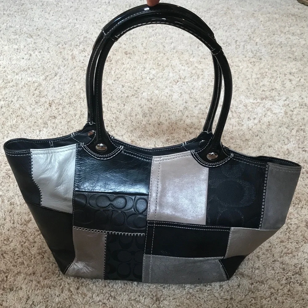 Coach Patchwork Leather & Suede Shoulder Bag